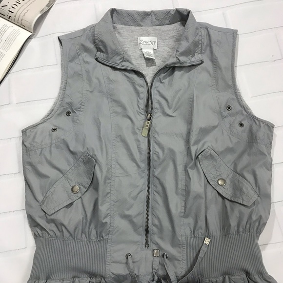 Zenergy Chico’s Jump Suit Romper Dress Nylon Grey - Picture 4 of 8